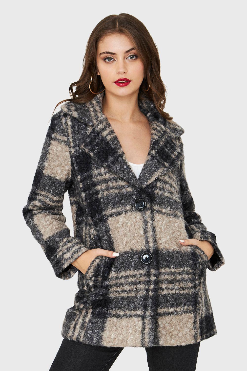 Chaqueta Tartán Botones Khaki Nicopoly-4