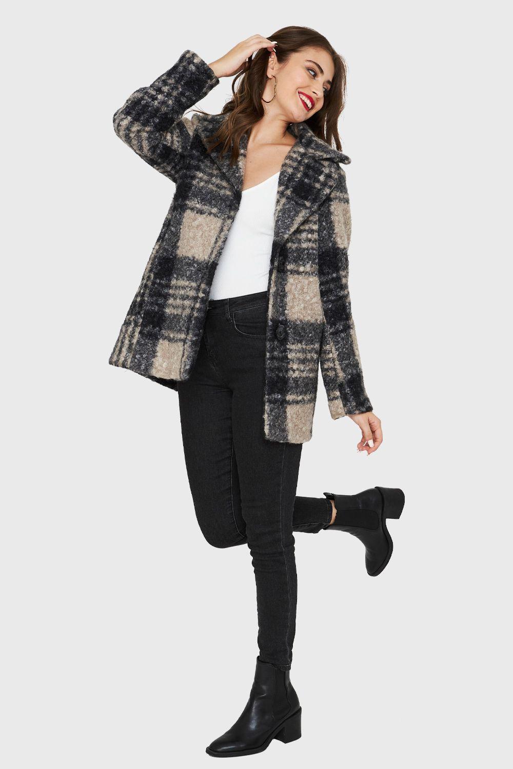 Chaqueta Tartán Botones Khaki Nicopoly-1