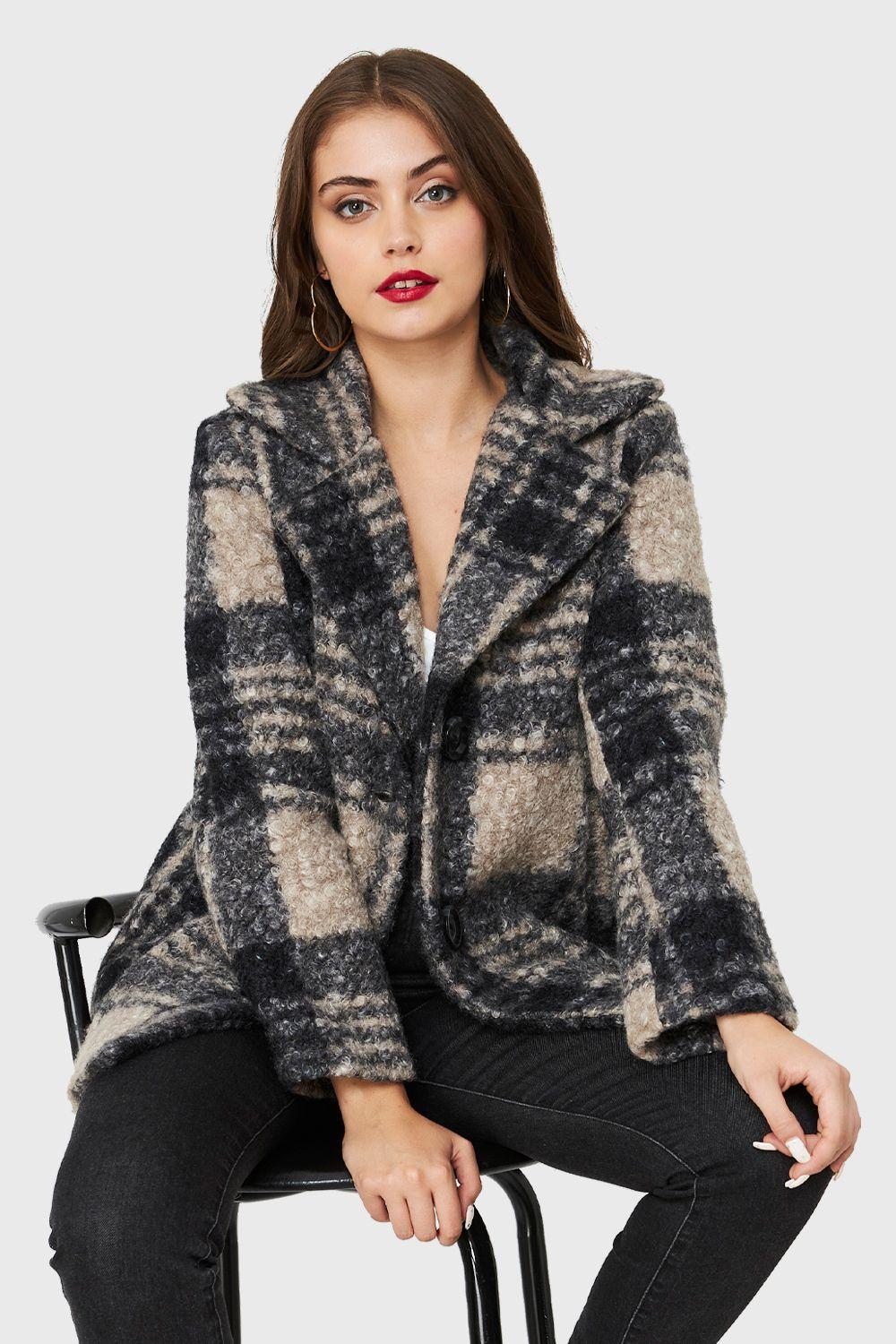 Chaqueta Tartán Botones Khaki Nicopoly-0