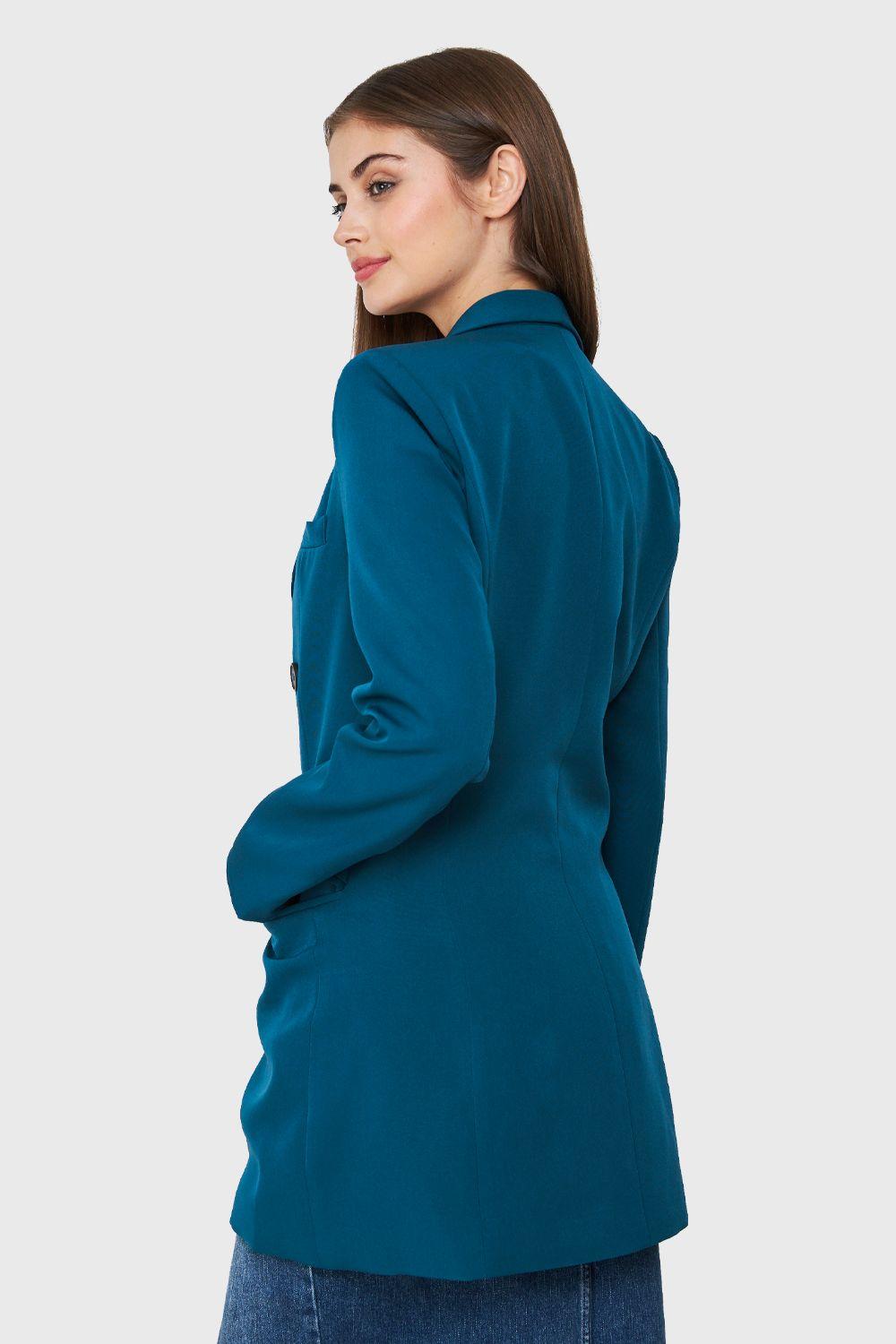 Blazer Cuatro Botones Largo Azul Verdoso Nicopoly-3