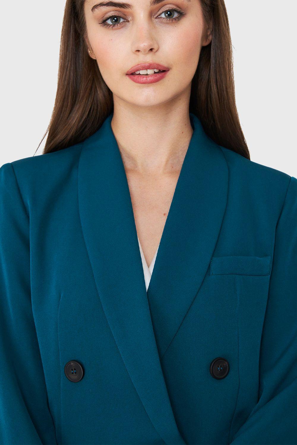 Blazer Cuatro Botones Largo Azul Verdoso Nicopoly-5