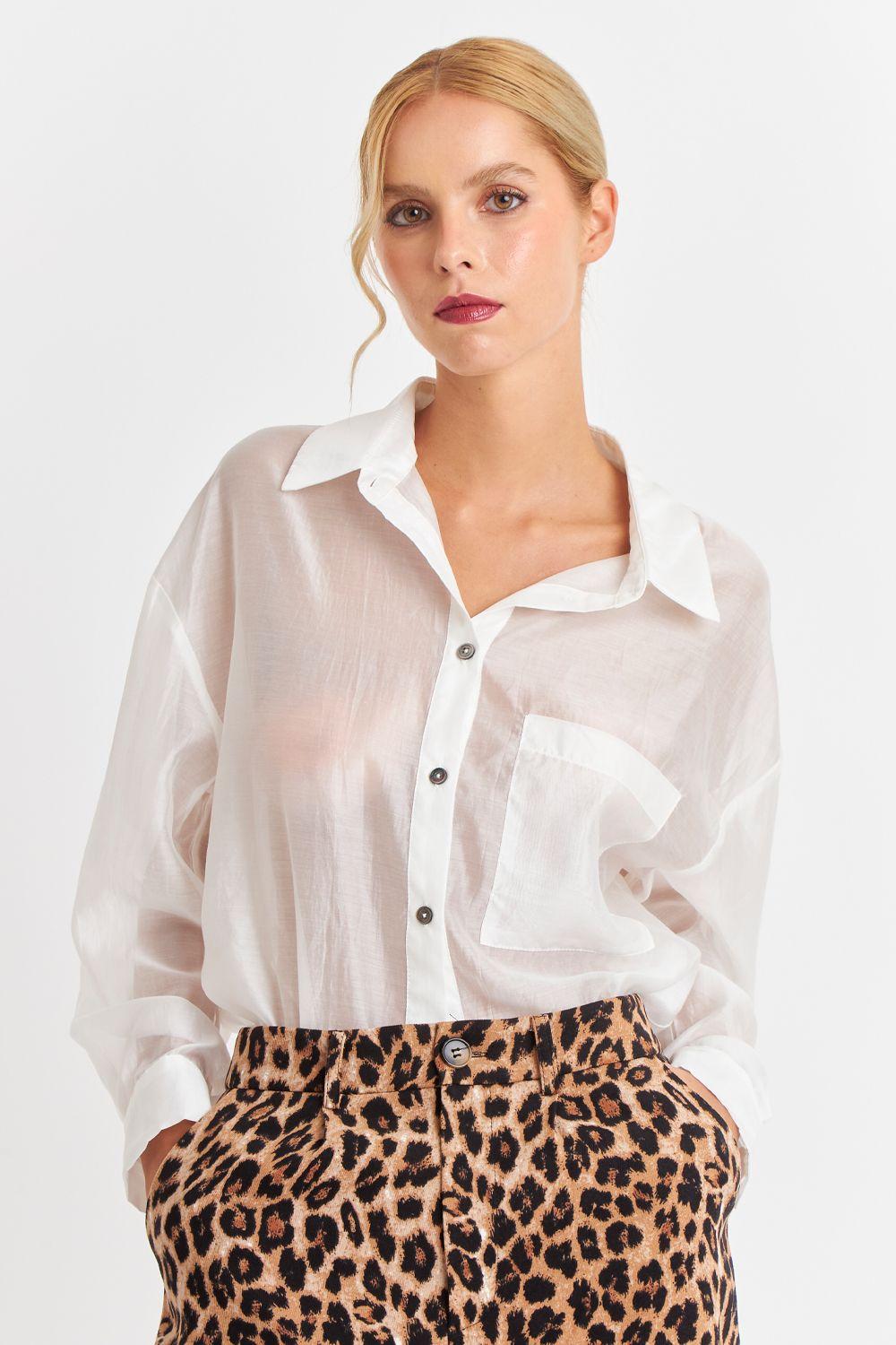 Camisa Satinada Transparente Blanco Nicopoly-0