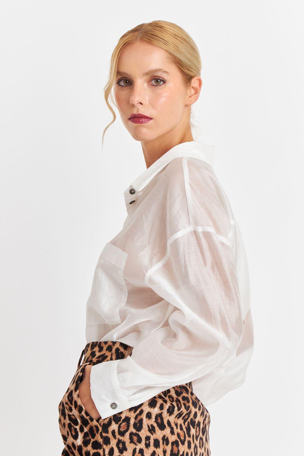 Camisa Satinada Transparente Blanco Nicopoly-2