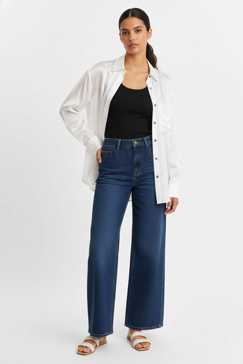 Camisa Satinada Transparente Blanco Nicopoly-1