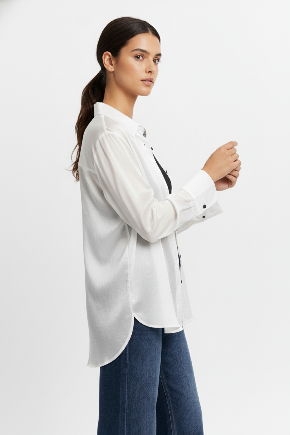 Camisa Satinada Transparente Blanco Nicopoly-2