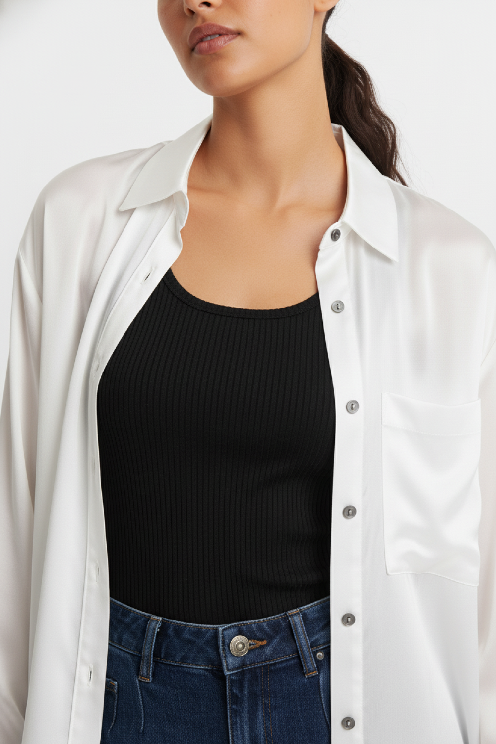 Camisa Satinada Transparente Blanco Nicopoly-5