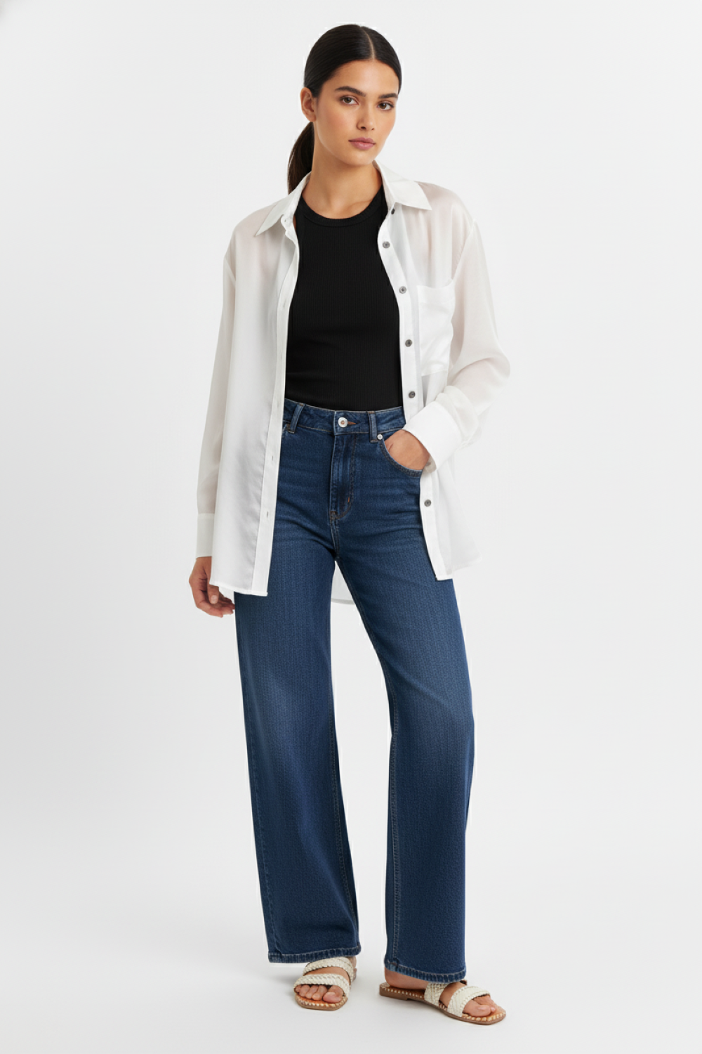 Camisa Satinada Transparente Blanco Nicopoly-4