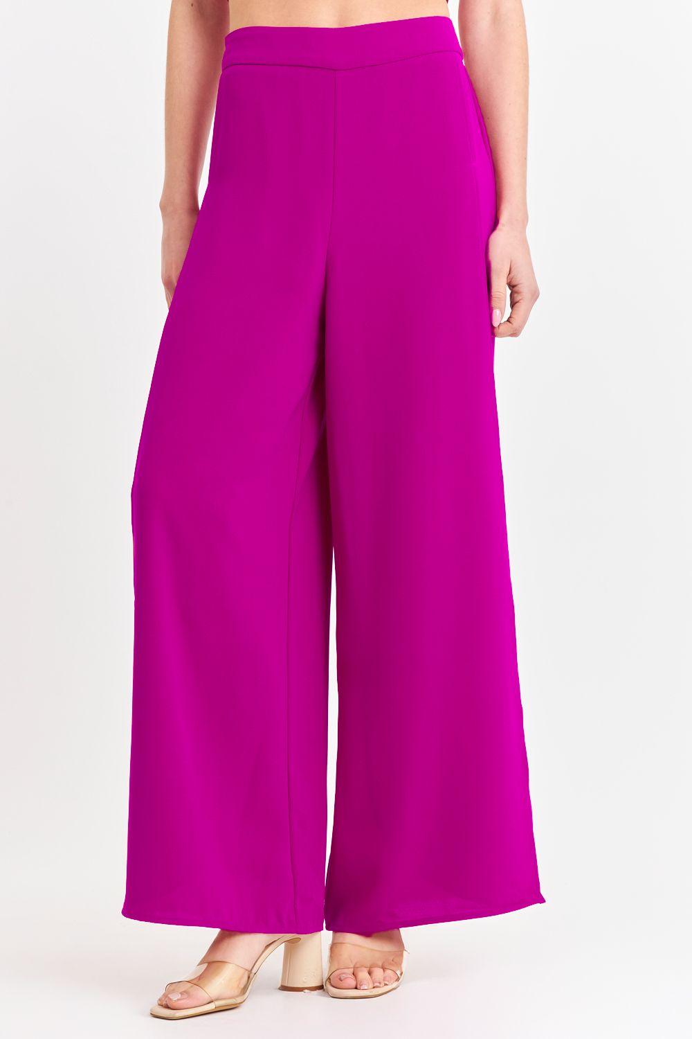 Pantalón Palazzo Tajos Magenta Nicopoly-4