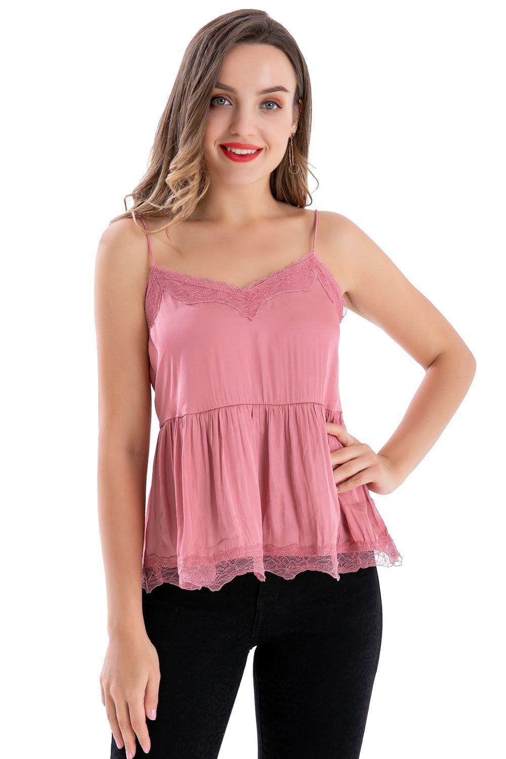 Top Tipo Satín Peplum Rosa Nicopoly-0