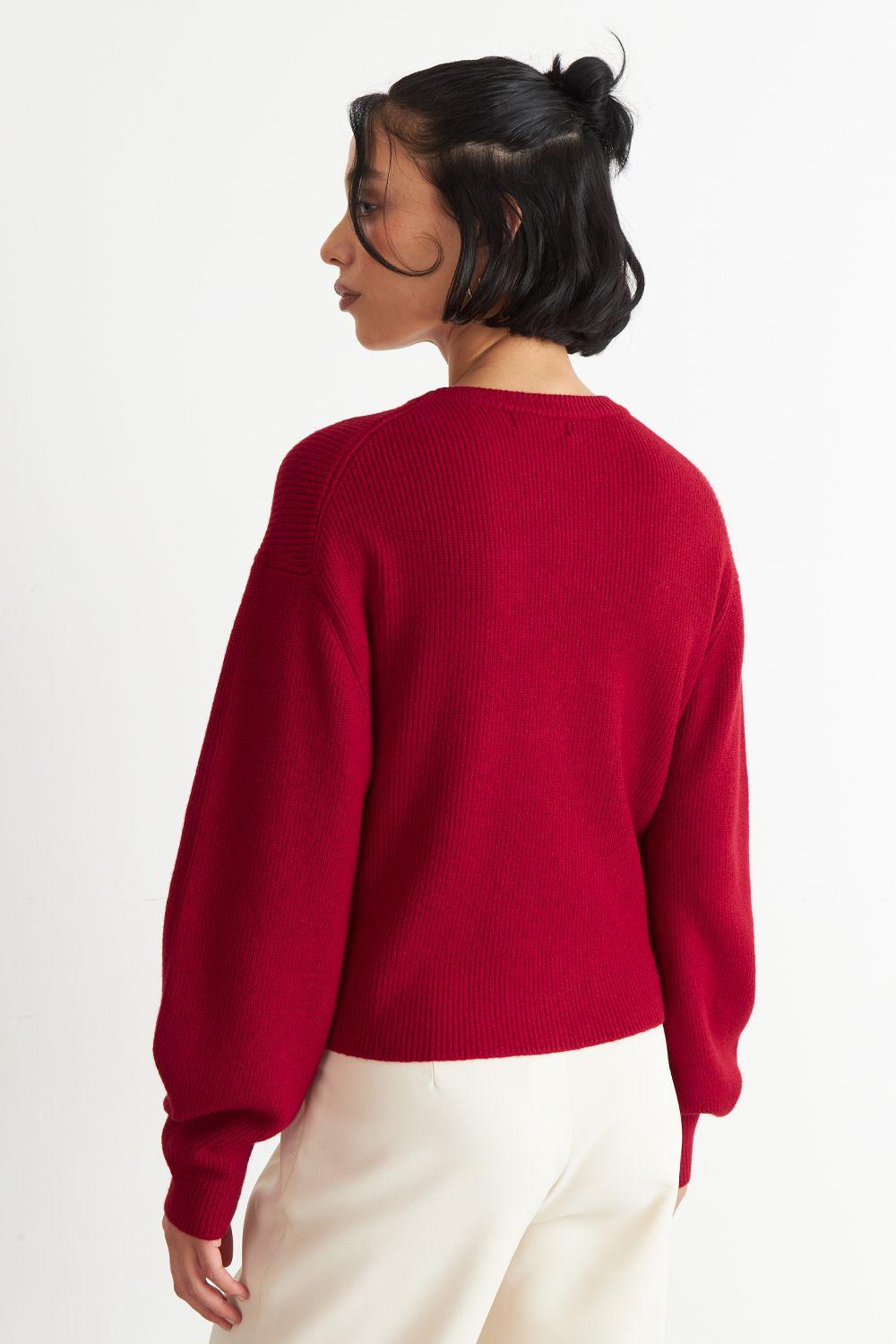 Sweater Jaspeado Cuello Redondo Rojo Nicopoly-3