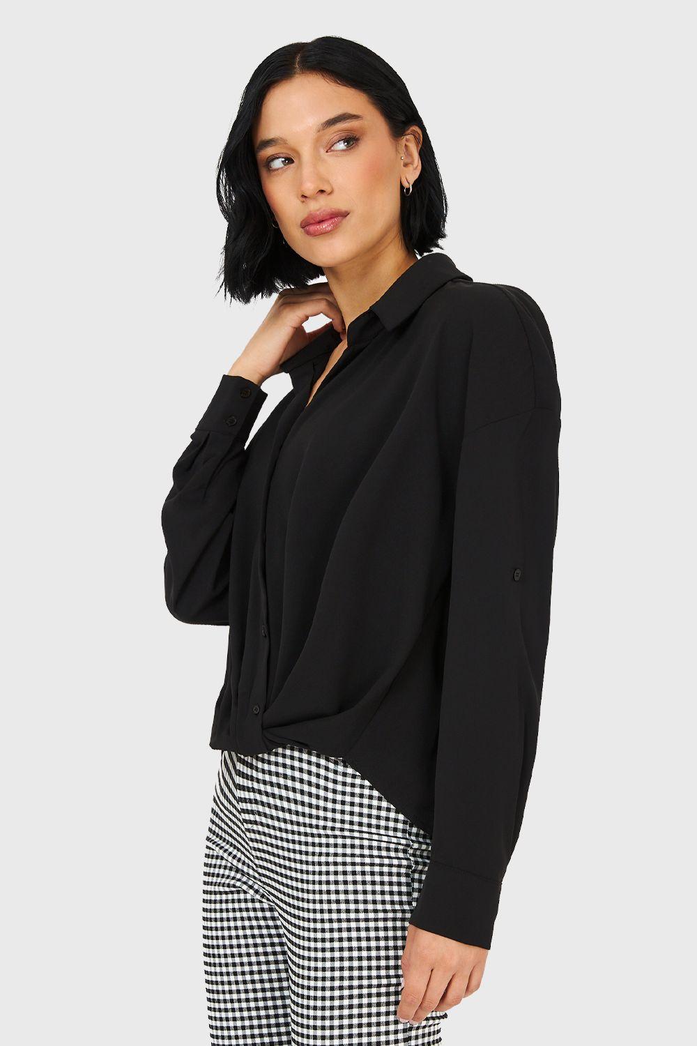 Camisa Manga Ajustable Negro Nicopoly-2