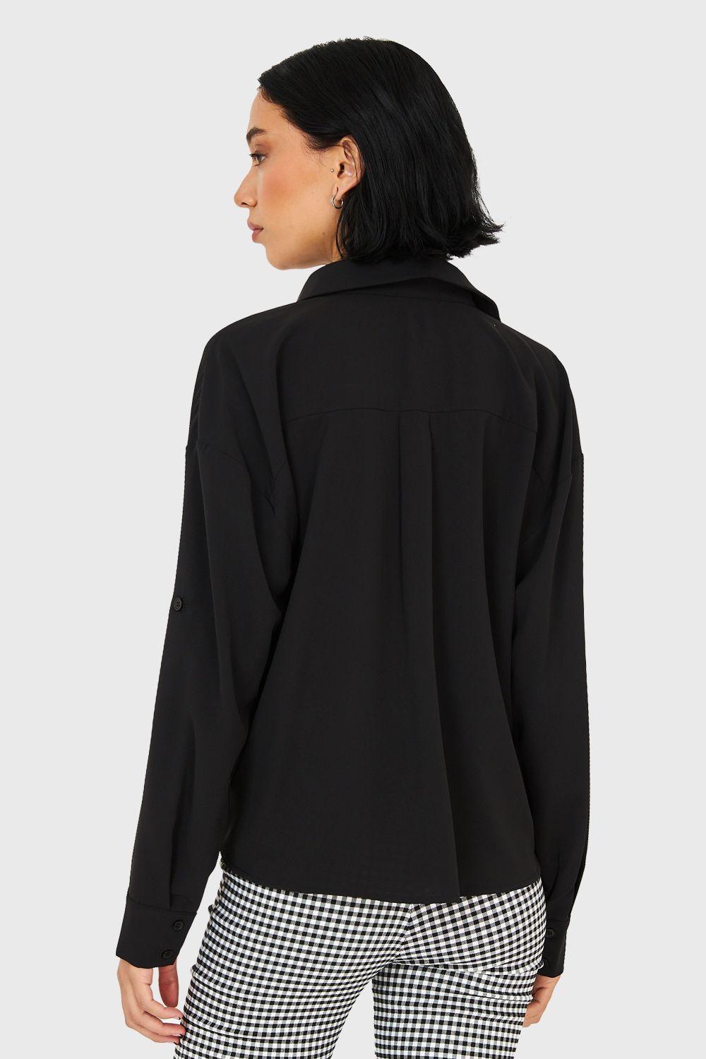 Camisa Manga Ajustable Negro Nicopoly-3