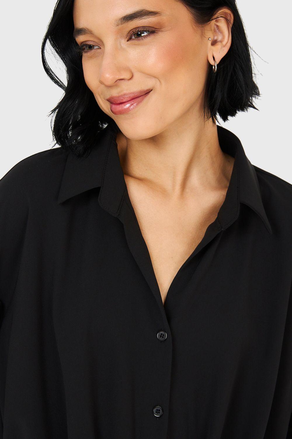 Camisa Manga Ajustable Negro Nicopoly-5