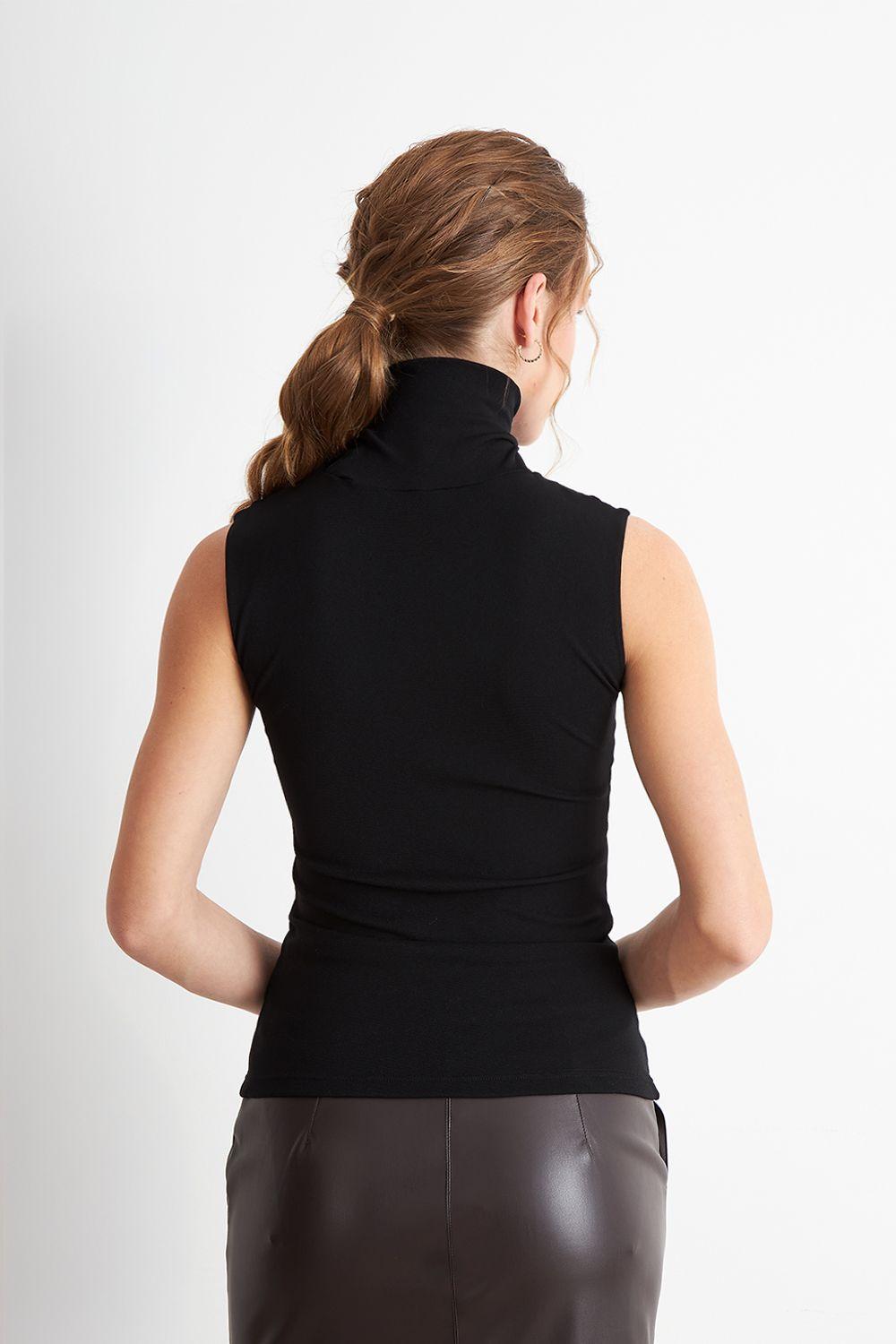 Polera Malla Cuello Alto Negro Nicopoly-3