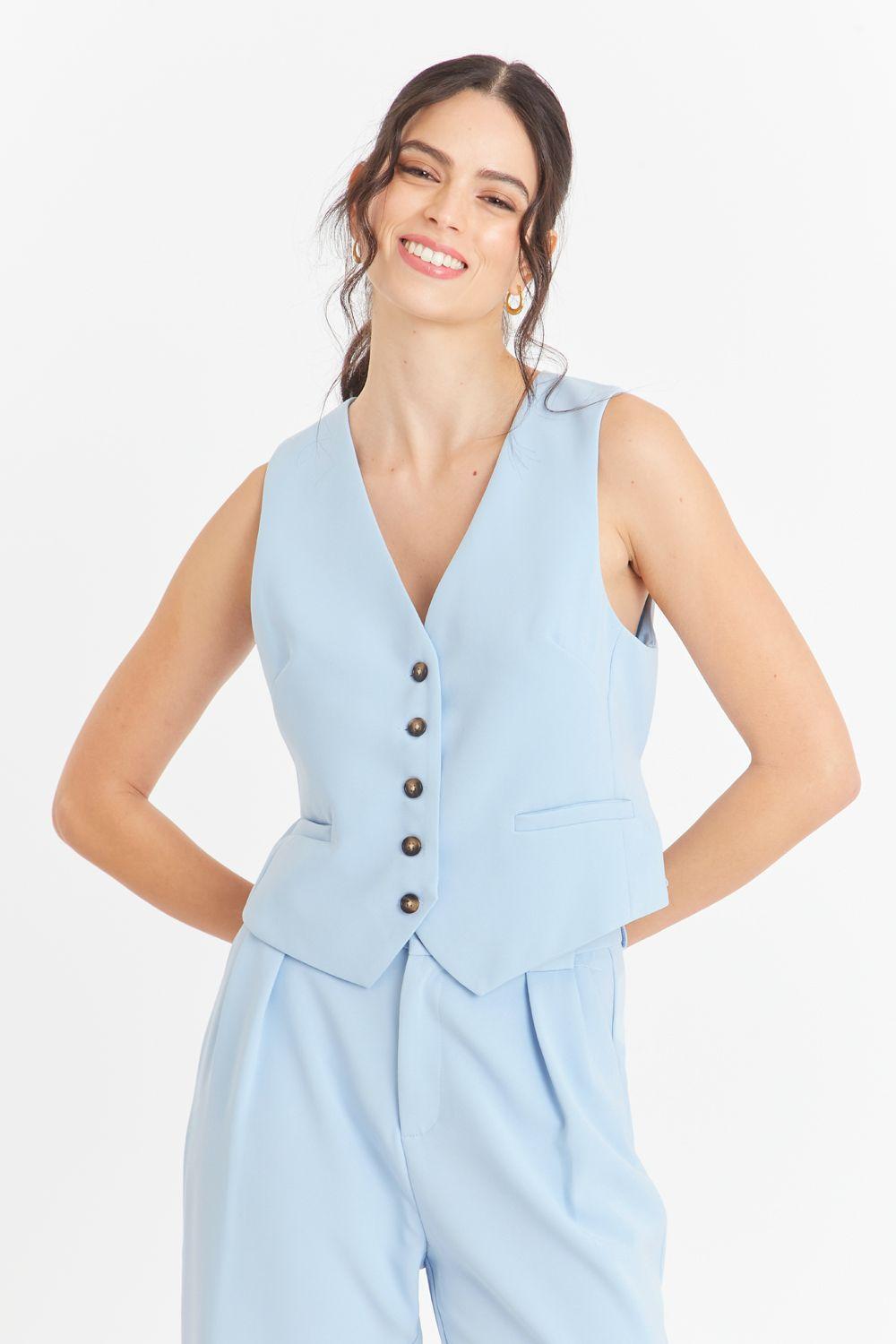 Gilet Básico Celeste Nicopoly-0
