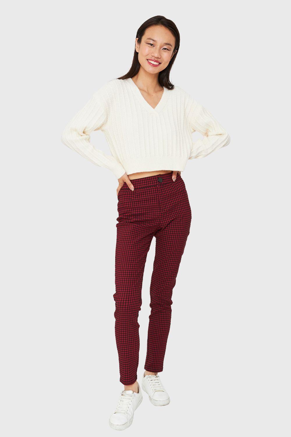 Sweater Crop Cuello V Blanco Invierno Nicopoly-1