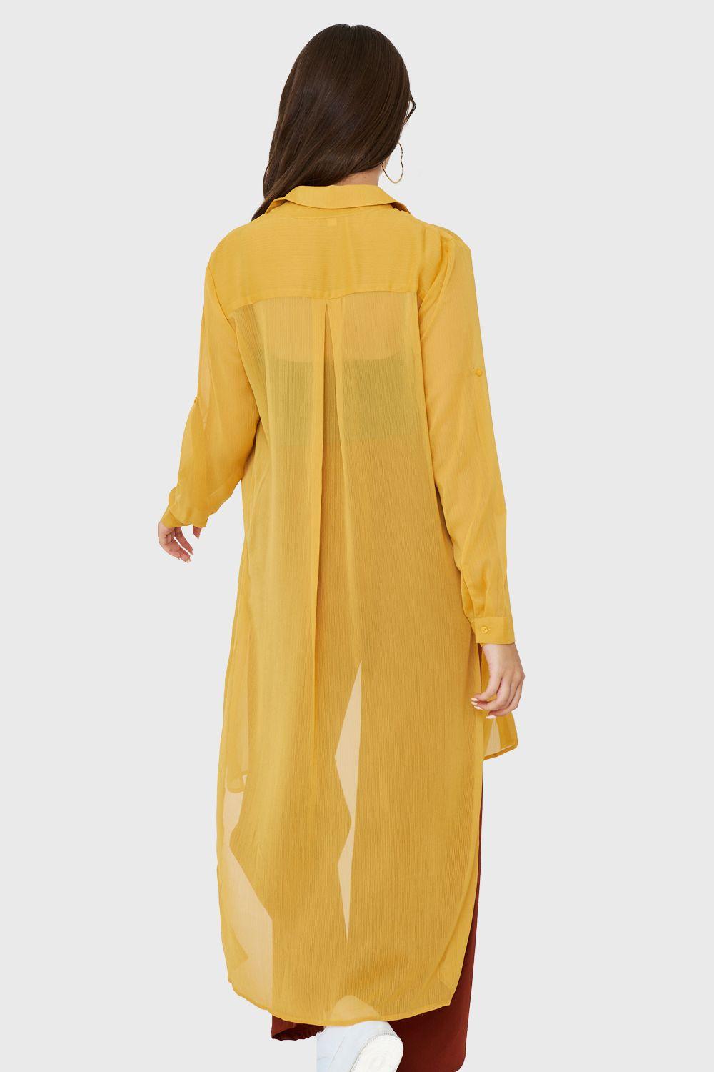 Blusa Larga Transparente Mostaza Nicopoly-3