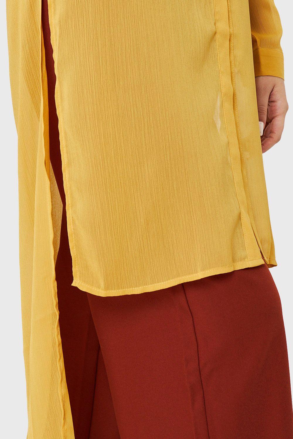 Blusa Larga Transparente Mostaza Nicopoly-5