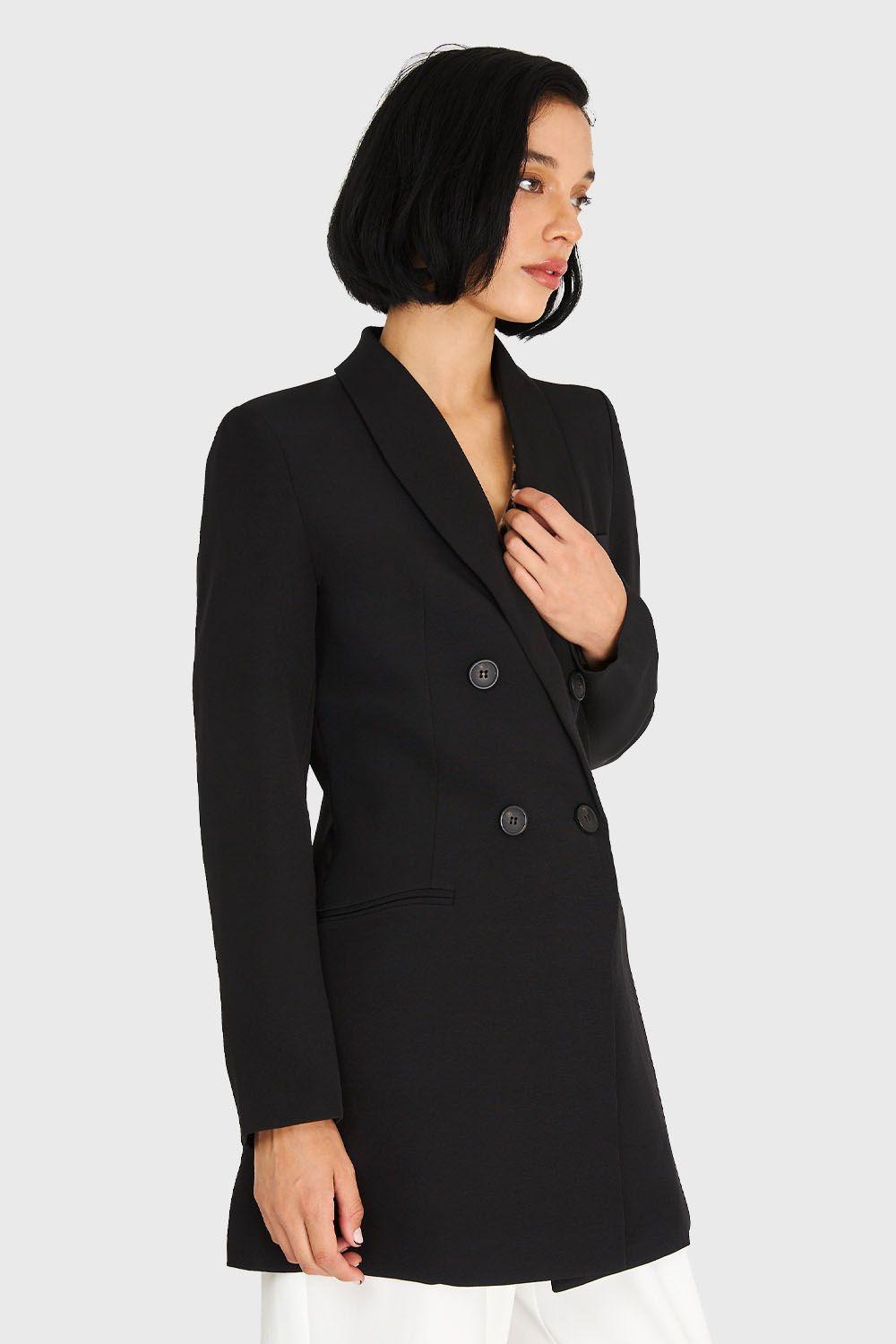 Blazer Cuello Cruzado Negro Nicopoly-2