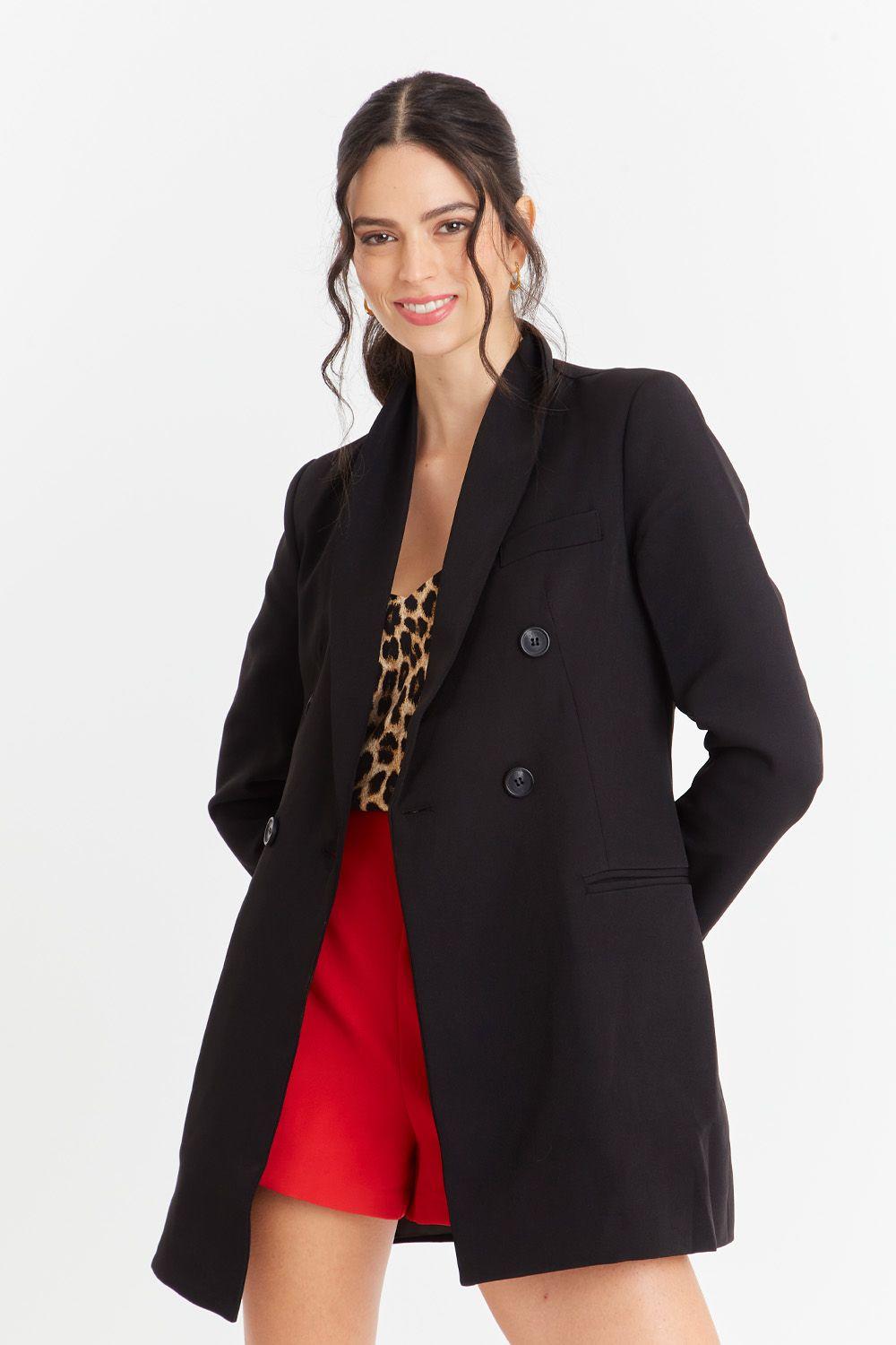 Blazer Cuello Cruzado Negro Nicopoly-0