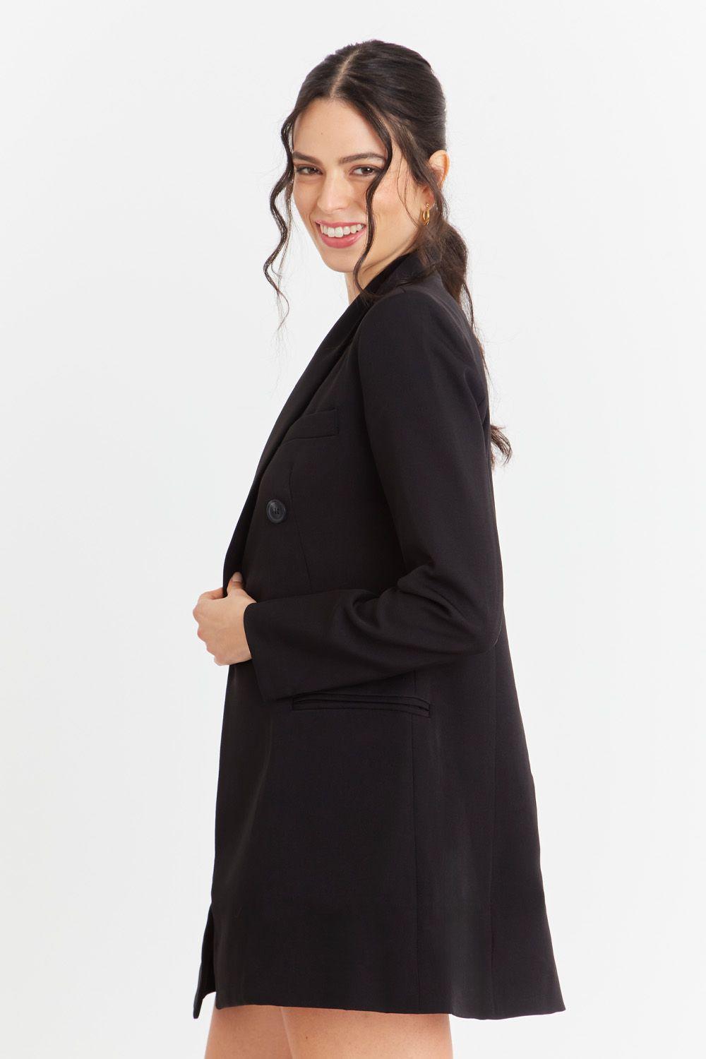 Blazer Cuello Cruzado Negro Nicopoly-2