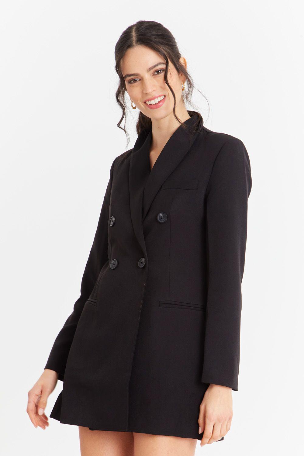 Blazer Cuello Cruzado Negro Nicopoly-4