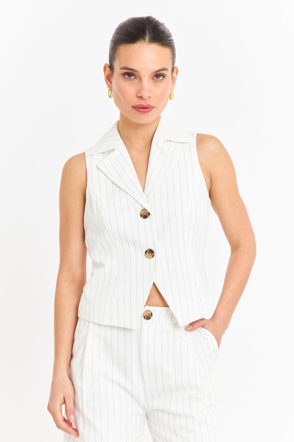 Gilet Rayas Diplomáticas Blanco Nicopoly-4