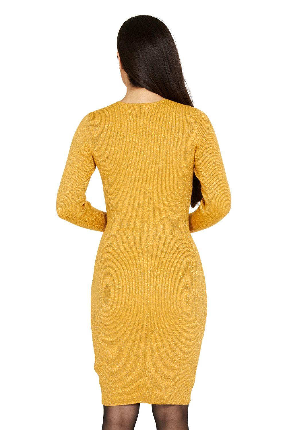 Vestido Brillos Mostaza Nicopoly-3