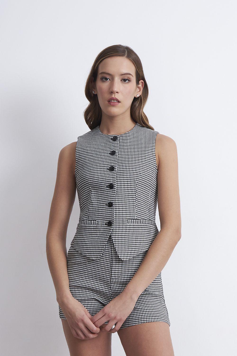 Gilet Vichy Negro Nicopoly-4
