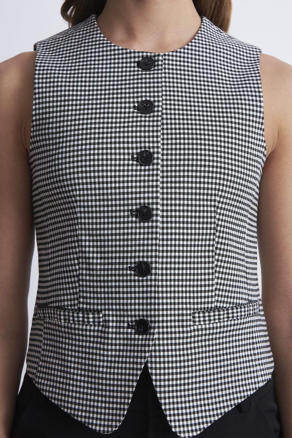 Gilet Vichy Negro Nicopoly-5