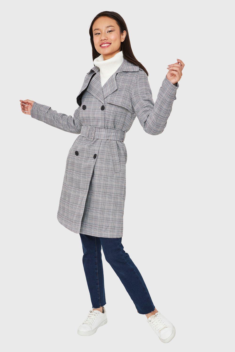 Trench Príncipe De Gales Gris Nicopoly-1