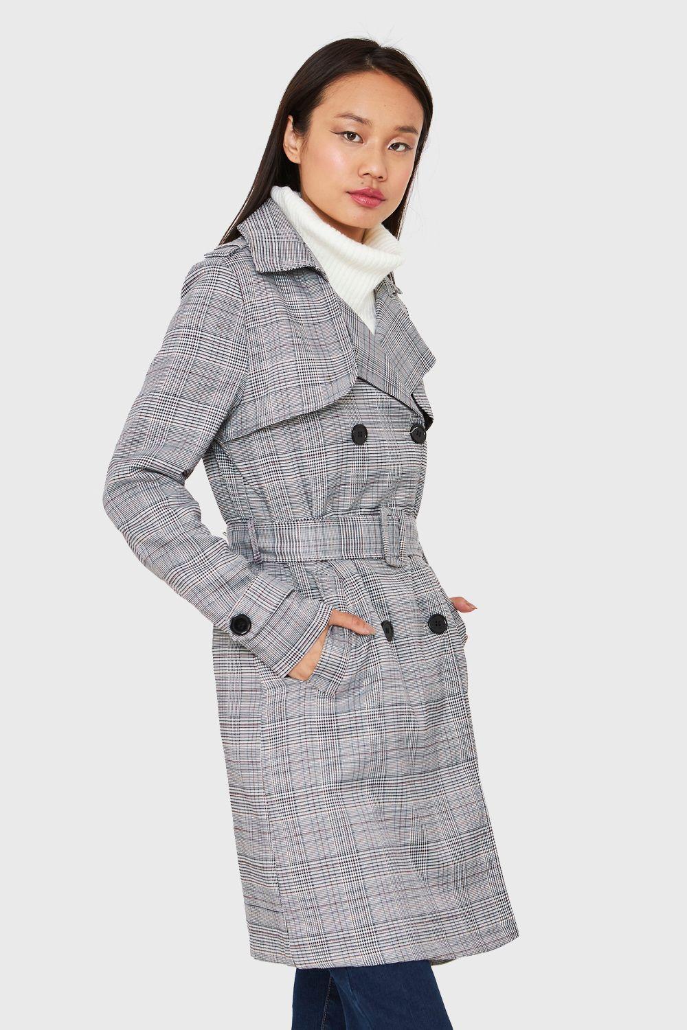 Trench Príncipe De Gales Gris Nicopoly-2