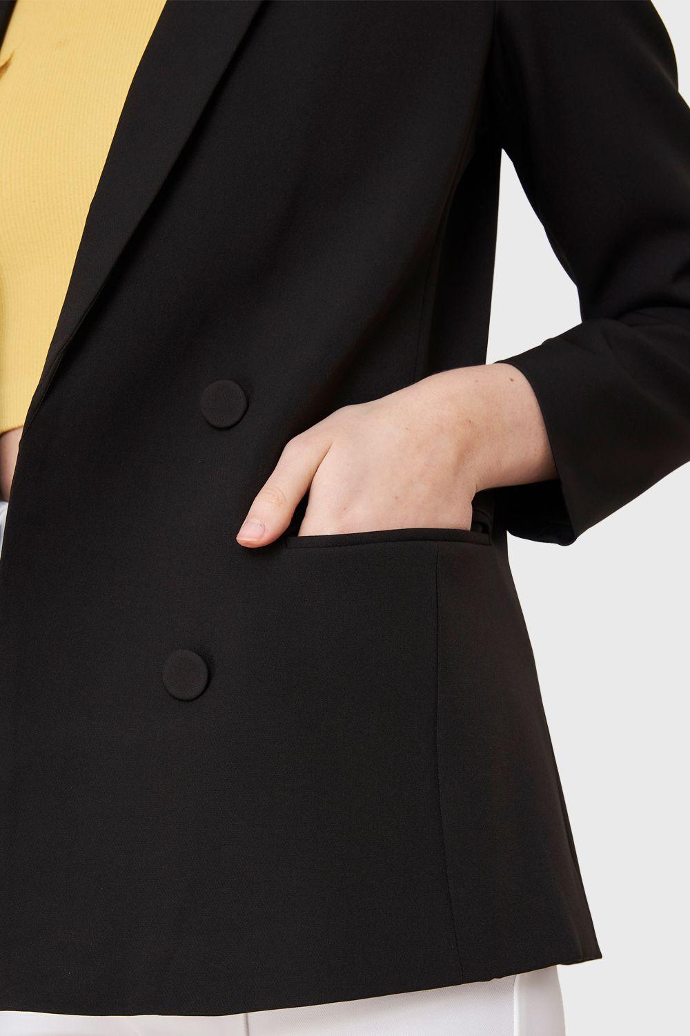 Blazer 4 Botones Decorativos Negro Nicopoly-5