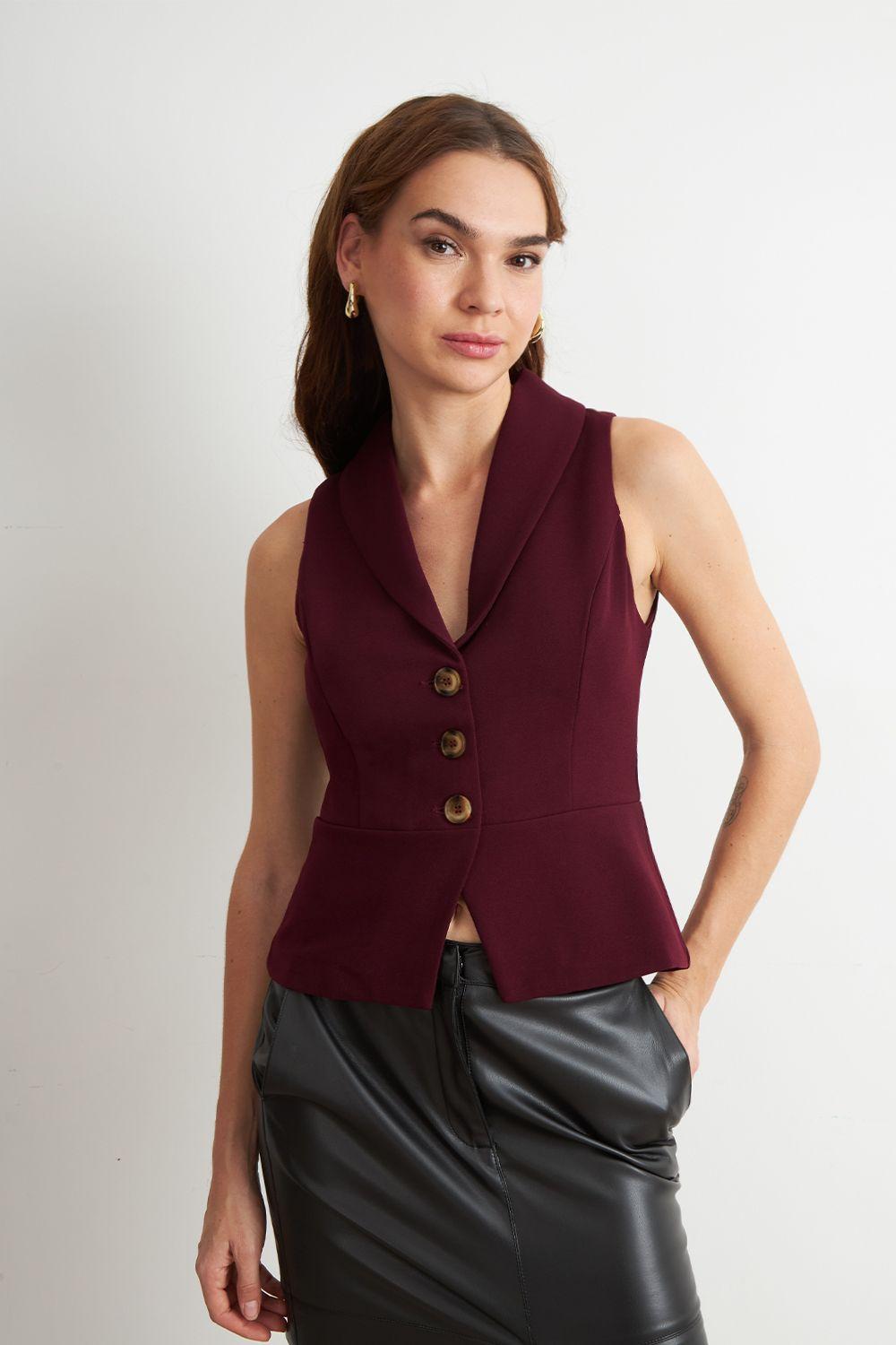 Gilet Sastre Entallado Burdeo Nicopoly-4