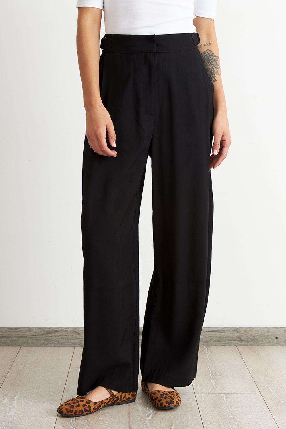 Pantalón Estilo Japonés Pierna Ancha Negro Nicopoly-0