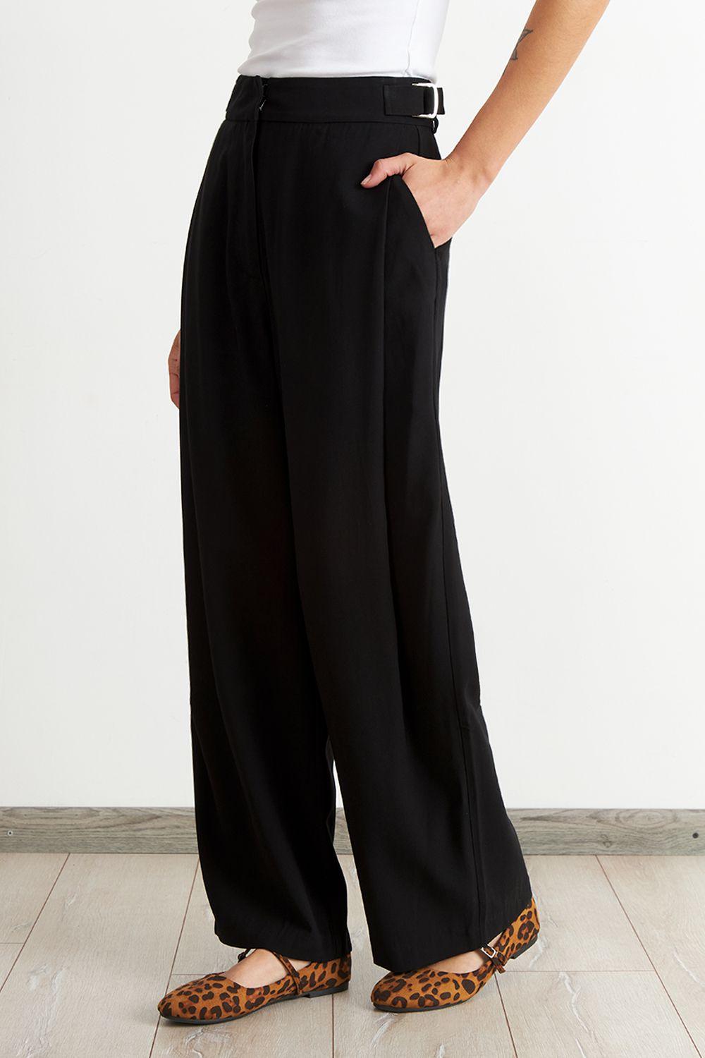 Pantalón Estilo Japonés Pierna Ancha Negro Nicopoly-2