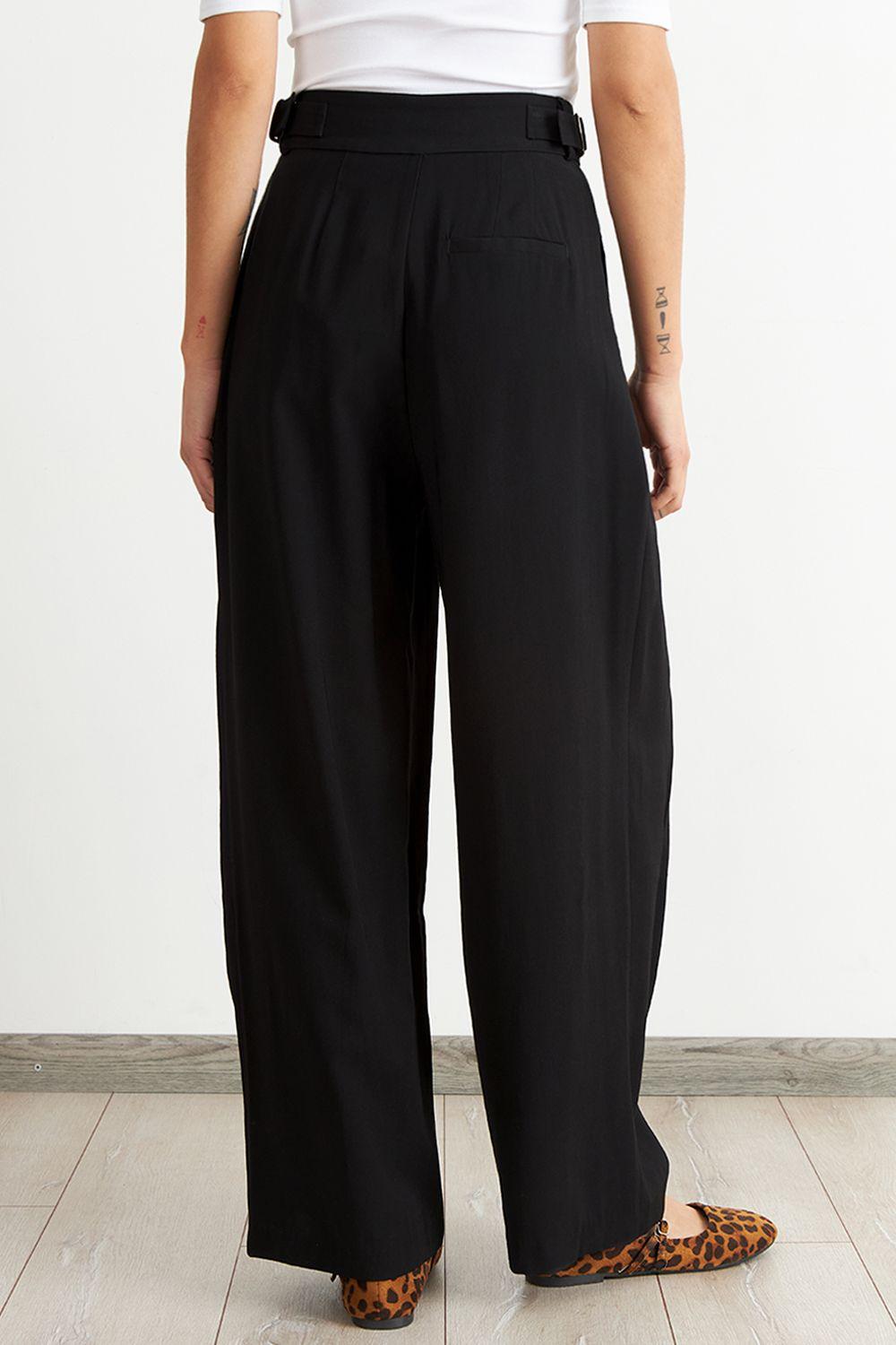 Pantalón Estilo Japonés Pierna Ancha Negro Nicopoly-3