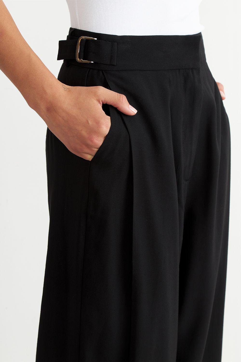 Pantalón Estilo Japonés Pierna Ancha Negro Nicopoly-5