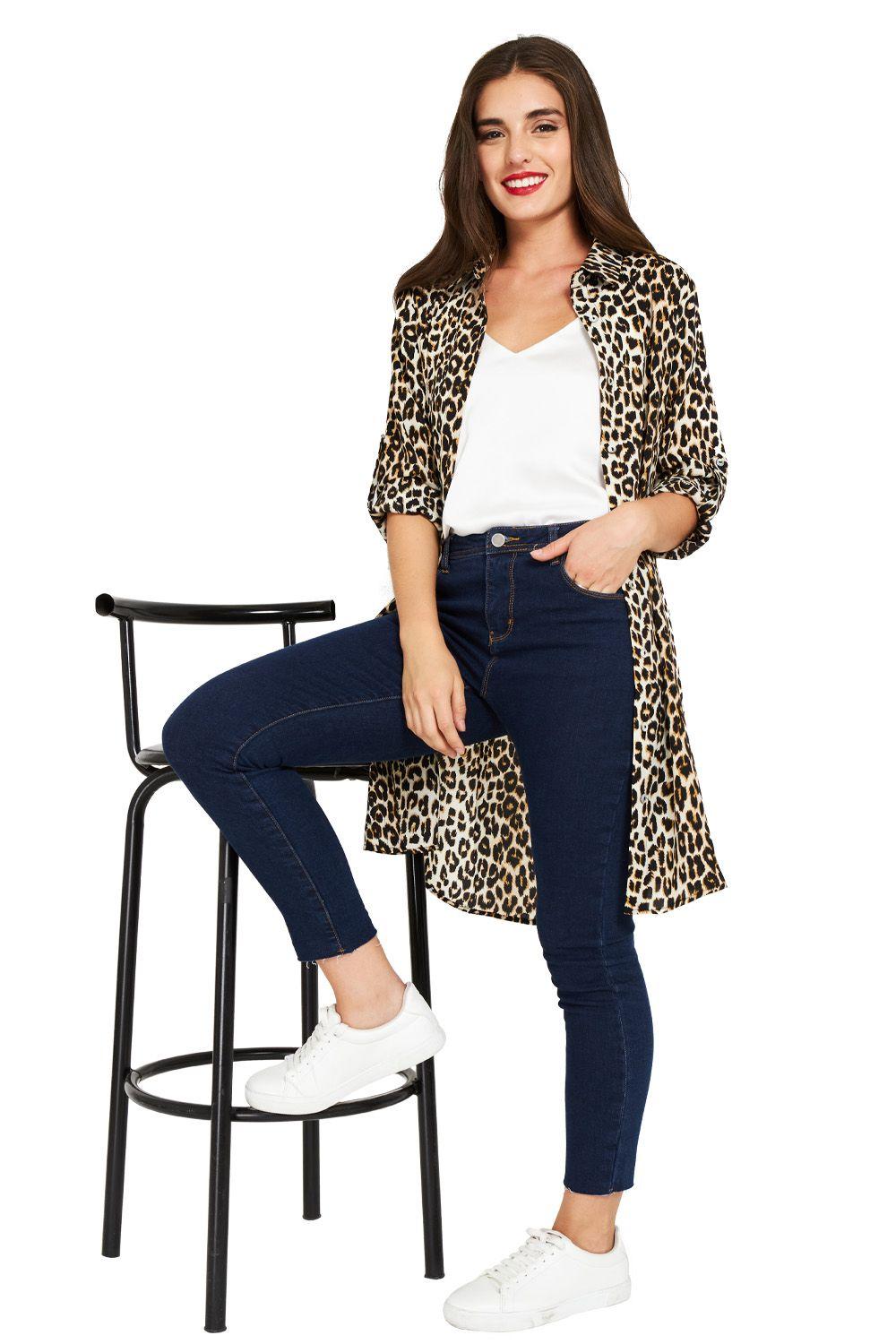 Vestido Camisero Leopard Café Nicopoly-1