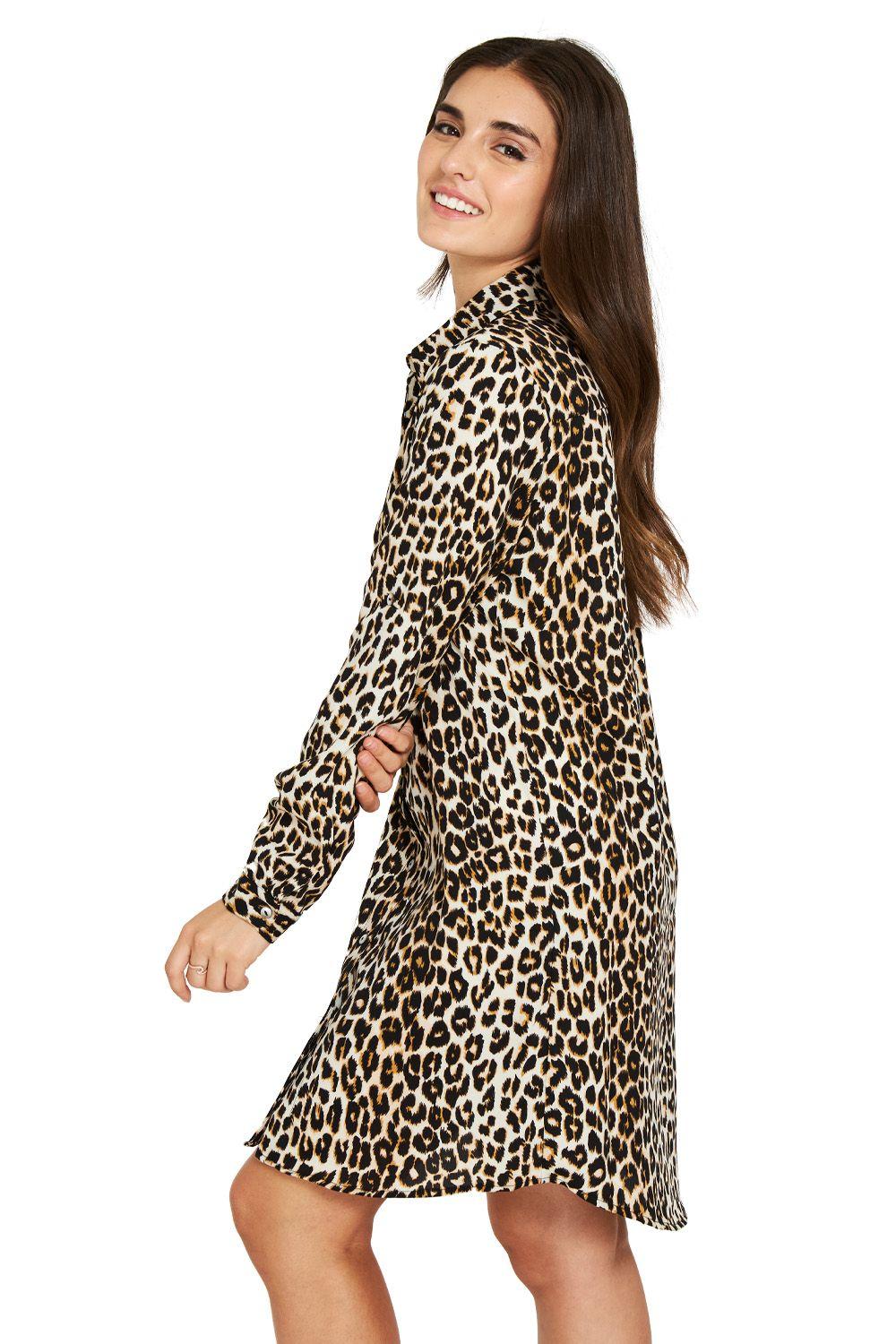 Vestido Camisero Leopard Café Nicopoly-2