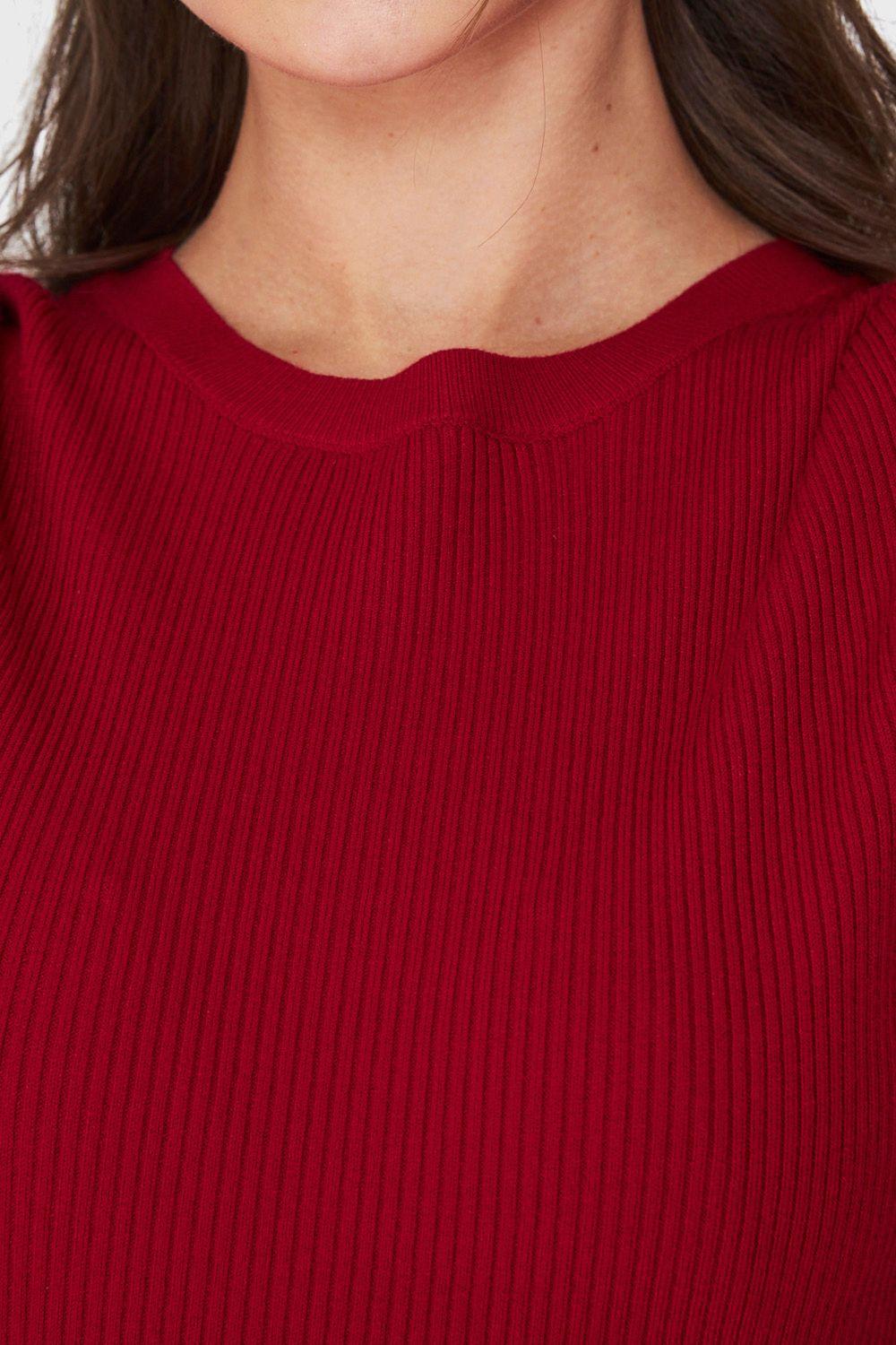 Vestido Acanalado Manga Larga Burdeos Nicopoly-5