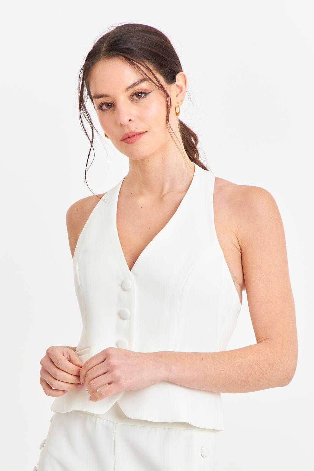 Gilet Halter Espalda Descubierta Blanco Nicopoly-0