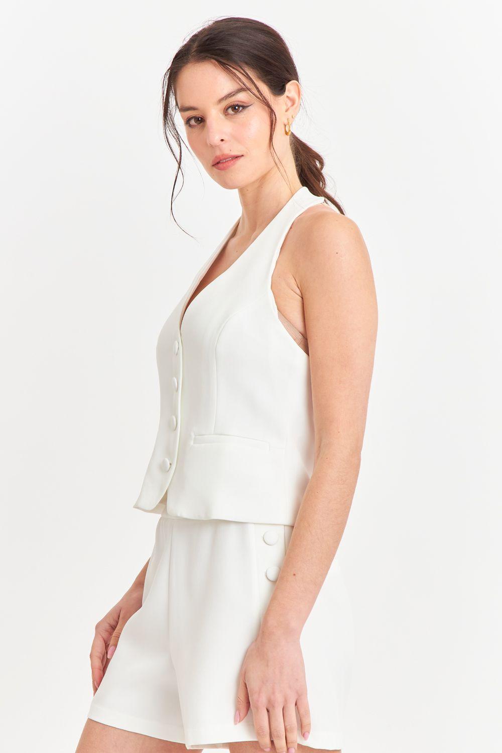 Gilet Halter Espalda Descubierta Blanco Nicopoly-2