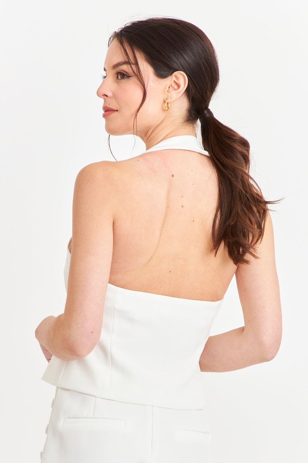 Gilet Halter Espalda Descubierta Blanco Nicopoly-3