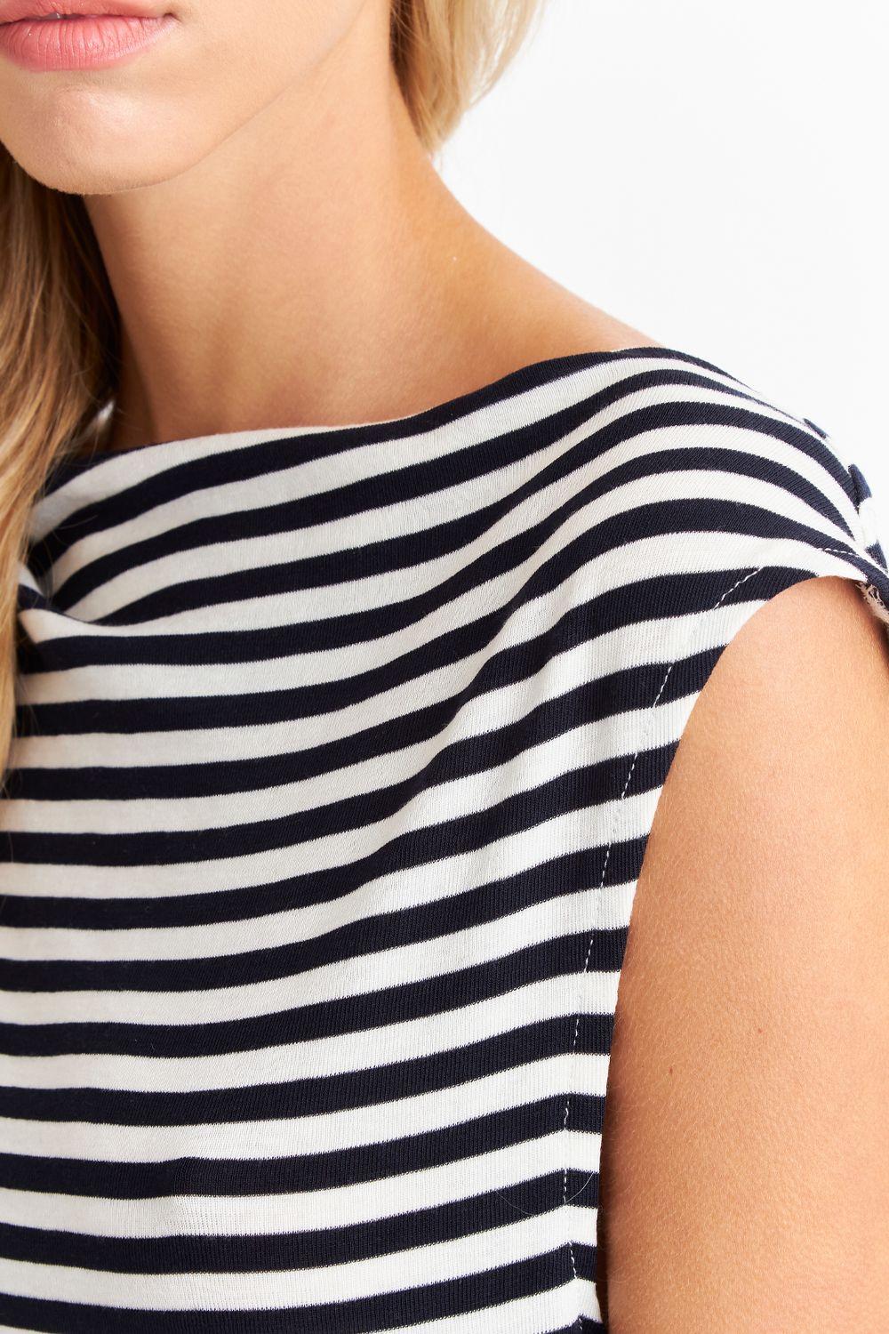 Polera Rayas Cuello Bote Blanco Nicopoly-5