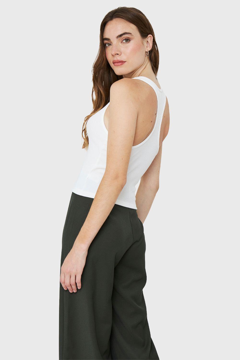 Crop Top Básico Blanco Nicopoly-3