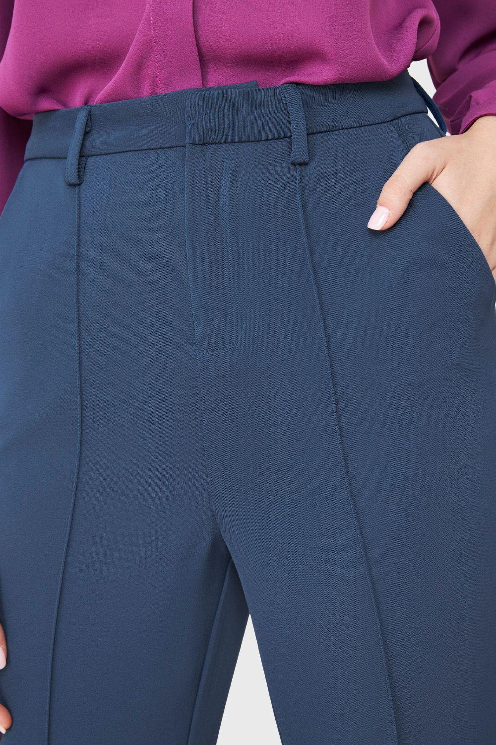 Pantalón Con Costuras Frontales Recto Azul Acero Nicopoly-5