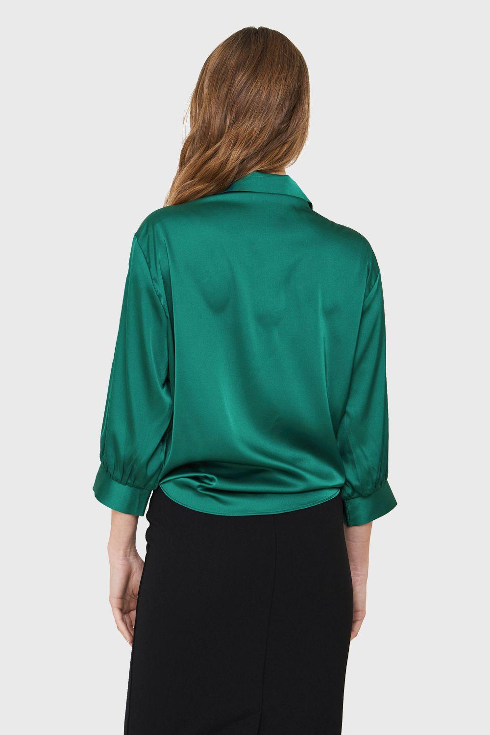 Blusa Tipo Satín Nudo Verde Nicopoly-3