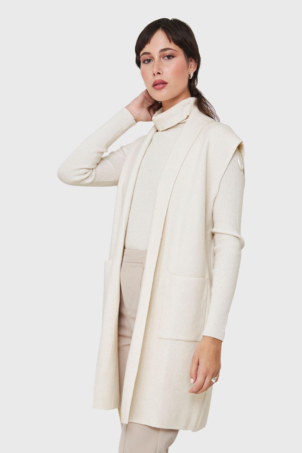 Tapado Tipo Tejido Sin Mangas Blanco Invierno Nicopoly-2