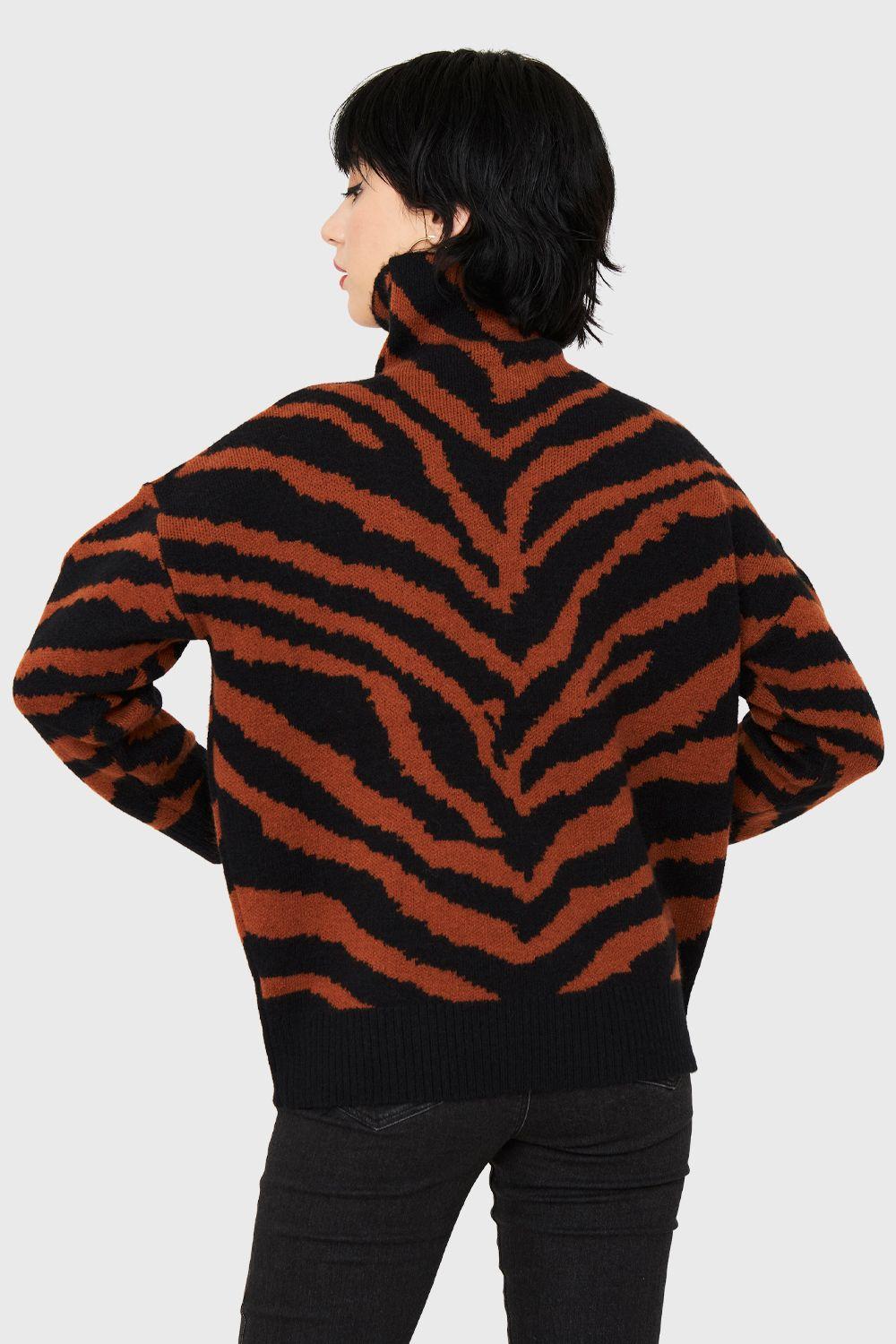 Sweater Atigrado Cuello Alto Óxido Nicopoly-3